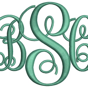 SALE** Interlocking Monogram Embroidery Font 4 Sizes Machine BX Embroidery Fonts Embroidery Monogram Fonts 3 Letter Monogram