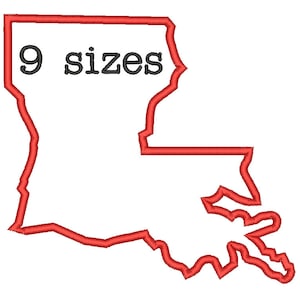 Verkauf ** 9 Größen Louisiana State Applikation Stickerei Maschine Stickerei Designs Stickerei USA Zustand Umriss Design - sofortiger Download
