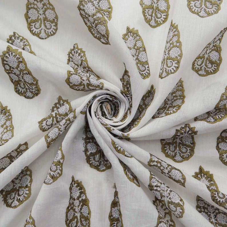 Indian Cotton Voile By The 10 Yard Fabric Hand Block Print Craft Supply Sewing