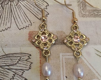 Delicate Pink Pearl Earrings
