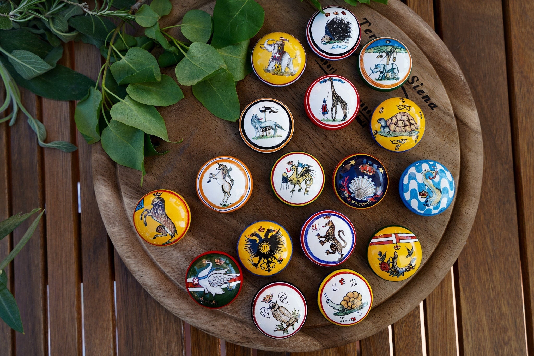 Ram District. Italian Ceramic Stopper for bottle of wine or liquor with the typical decoration of the Contrade of Palio of Siena Ram District. Italian Ceramic Stopper for bottle of wine or liquor with the typical decoration of the Contrade of Palio of Siena
