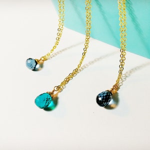 Handmade Jewellery,Crystal necklace, Quartz necklace, Blue quartz Necklace, Gemstone Necklace, Faceted quartz, Bridesmaid necklace, Mermaid image 1