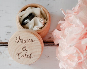 Engraved Wedding Ring Box, Wooden Ring Box, Wedding Gift, Ring Bearer Box, Engraved Wooden Box, Custom Names Ring Box, With This Ring Box