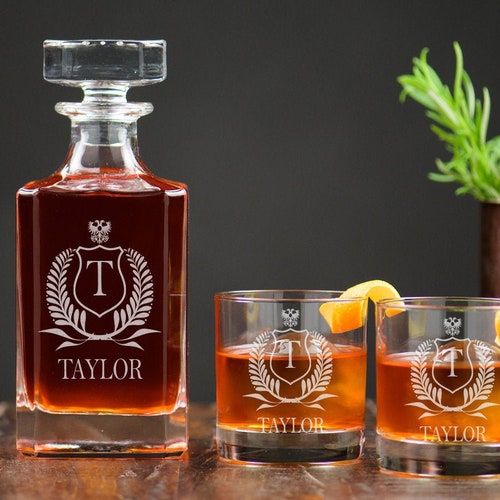 Bourbon Decanter Set With Glasses Bourbon Glasses Bourbon Etsy