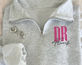 Doctor Quarter Zip, Gift for Doctor, Custom Doctor Sweatshirt, Doctor Graduation Gift, Med School Grad Gift, Monogram Doctor Sweatshirt