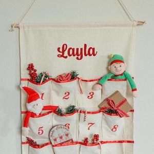 Personalized Advent Calendar with Pockets, Hanging Advent Calendar, Christmas Countdown for Kids, Gifts for Christmas, Large Advent Calendar