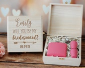 Bridesmaid Proposal Gift Box, Bridesmaid Proposal Gift Box, Custom Engraved Wood Box, Custom Wooden Jewelry Box, Wedding Keepsake