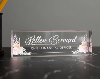 Personalized Desk Name Plate, Acrylic Desk Wedge, Office Name Plate, Name Plate for Desk, Office Décor, Clear Acrylic Glass Name Plate