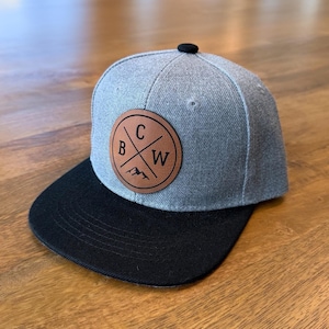 Custom Kids Hat with Patch, Kids Snap Back Hat, Toddler Hat, Baby Hat, Leather Patch Hat, Monogram Hat, Personalized Hat for Kid