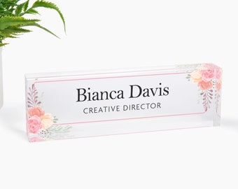 Desk Name Plate for Office, Personalized Desk Wedge, Office Name Plate, Custom Name Plate for Desk, Office Décor, Clear Acrylic Name Plate