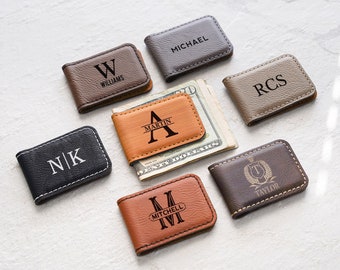 Personalized Money Clip, Gift for Him, Anniversary Gift, Custom Money Clip, Gift for Husband, Groomsmen Gift, Vegan Leather Money Clip