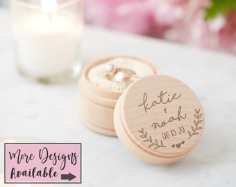 Personalized Ring Box, Wedding Ceremony Ring Box, Ring Bearer Ring Box, Engraved Ring Box, Wood Ring Box, Wedding Ring Keepsake, Rustic