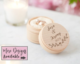 Engraved Wedding Ring Box, Wooden Ring Box, Wedding Gift, Ring Bearer Box, Engraved Wooden Box, Custom Name Ring Box, With This Ring Box