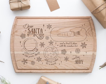 Santa Cookie Tray, Cookie Cutting Board, Santa Cookie And Milk Tray, Cutting Board, Christmas Decor, Christmas Eve Tray, Santa Cutting Board