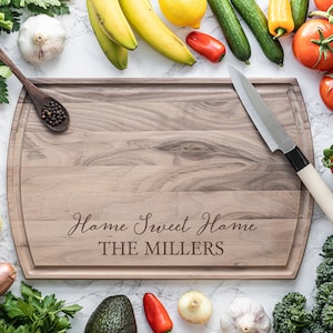 Housewarming Gift, Personalized Cutting Board, Juice Groove Cutting Board, Charcuterie Board, Self Gift, Home Sweet Home, Gift for Mom afbeelding 1