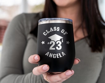 Personalized Graduation Gift, Stemless Wine Tumbler, Class of 2023, Custom Wine Glass, College Graduation, Masters Degree, Mastered It
