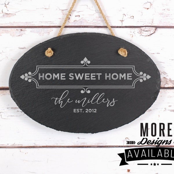 Personalized Slate Door Sign, Housewarming Gift, New Home Owner Gift, Slate Welcome Sign, Hanging Door Sign, Engraved Housewarming Gift