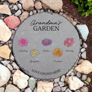 Personalized Birth Month Flower Garden Stepping Stone, Birthday Gift for Grandma , Gifts for Grandma, Custom Garden Stone, Gifts for Grandma