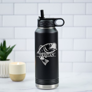 Gift for Dad, Personalized Water Bottle, Travel Mug with Straw, Insulated Tumbler, Custom Water Bottle, Gift for Him, Laser Engraved Gift