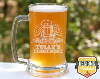 Custom Beer Glass, Etched Beer Mug, Engraved Beer Stein, Personalized Beer Glasses, Beer Gift, Gift For Beer Fan, Engraved Pint Glass