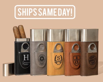 Personalized Cigar Case, Cigar Holder with Cutter, Groomsmen Cigar Case, Gift for Him, Groomsmen Gifts, Cigar Travel Case, Gift for Husband