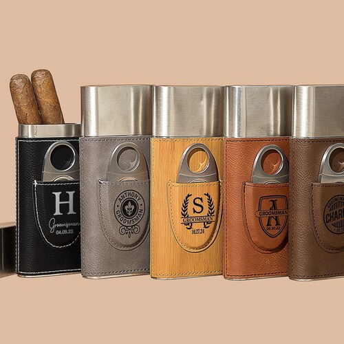 Personalized Groomsmen Gifts Box Set Travel Cigar Case With Etsy