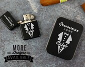 Groomsman Lighter With Free Gift Tin, Personalized Lighter For Groomsmen, Best Man Lighter, Engraved Lighter, Matte Black Lighter Gift Set