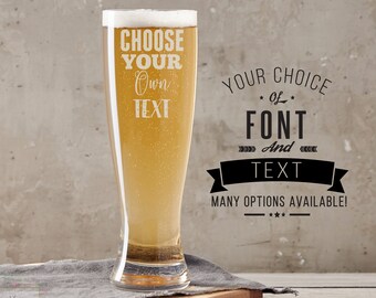 Engraved Beer Glass Etsy