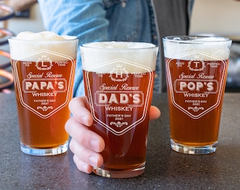 Pint Glass For Dad, Engraved Glass For Dad,  Gift from Daughter to Dad, Personalized Gift for Dad, Husband Gift, Custom Dad Beer Glasses