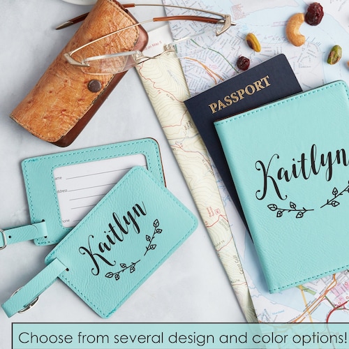 Personalized Passport Holder and Luggage Tag Set With Name Etsy