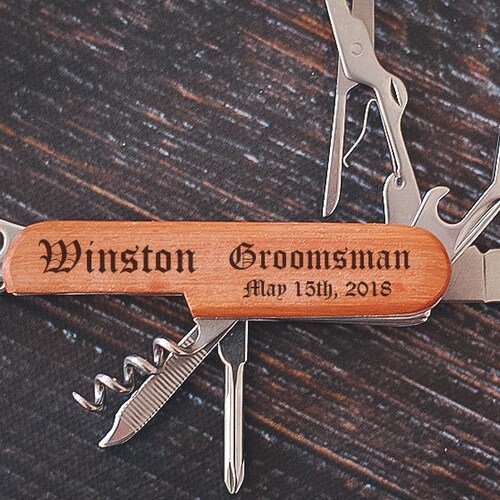 Wooden Groomsman Multi Tool Groomsmen Knife Custom Groom Etsy