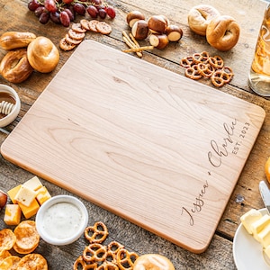 Custom Cutting Board, Engraved Bamboo Wedding Cutting Board, Engraved Anniversary Gift, Personalized Wedding Gift,Custom Wooden Chopping zdjęcie 3