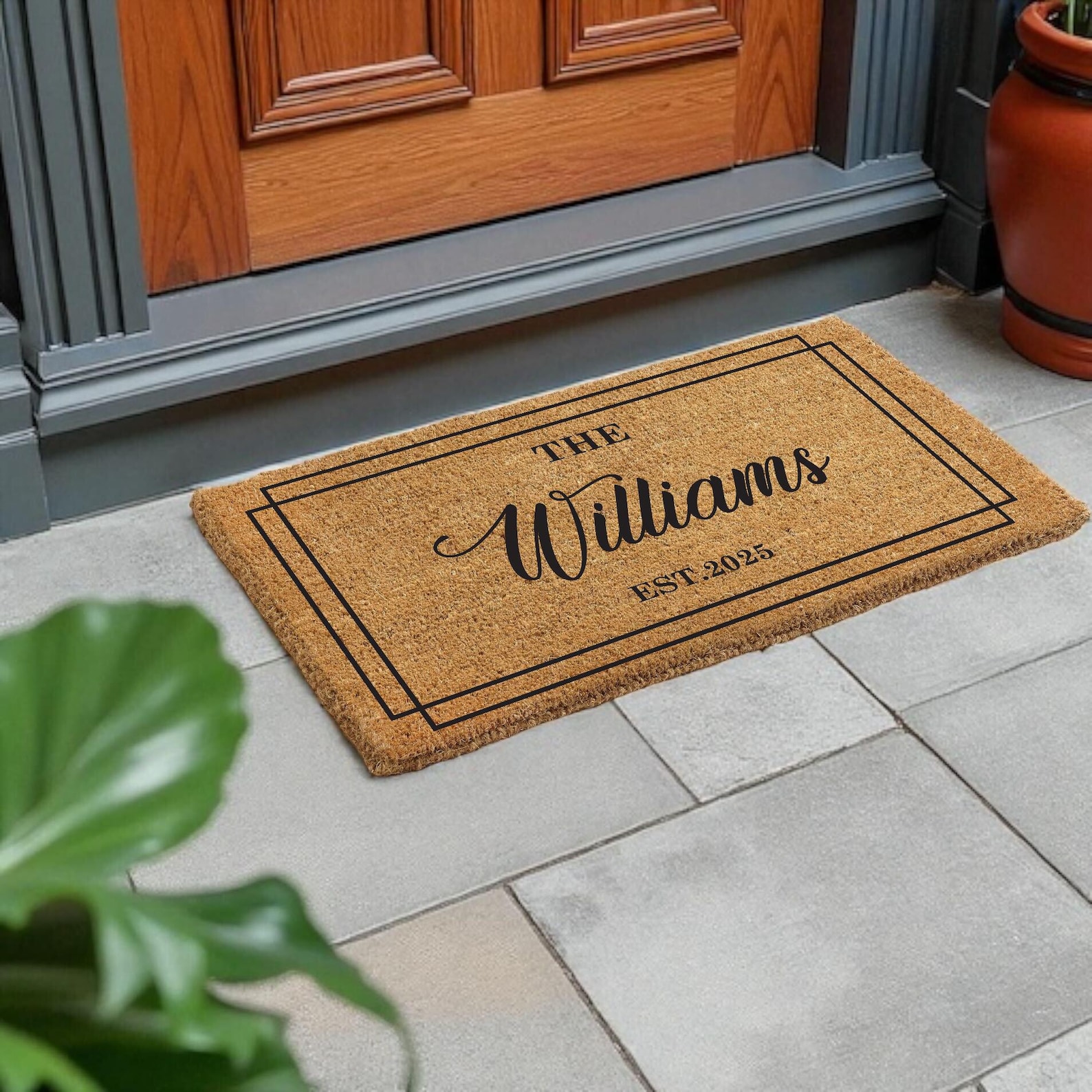 Custom Family Name Welcome Doormat – Personalized Door Mat, Wedding Gift for Couples, Housewarming Gift, Rustic Home Décor Entryway Rug