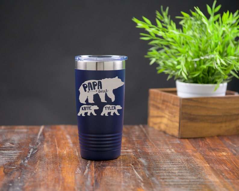 Papa Bear with Cubs Insulated Tumbler, Papa Bear Gift For Dad, New Dad Gift, Present For Dad, Dad Baby Shower Gift, Personalized Tumbler image 2