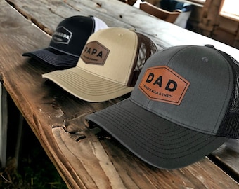 Personalized Dad Patch Hat, Father's Day Gift, New Dad Gift, Gift For Husband, Trucker Hat, Leather Patch Hat, Custom Hat, New Dad Present