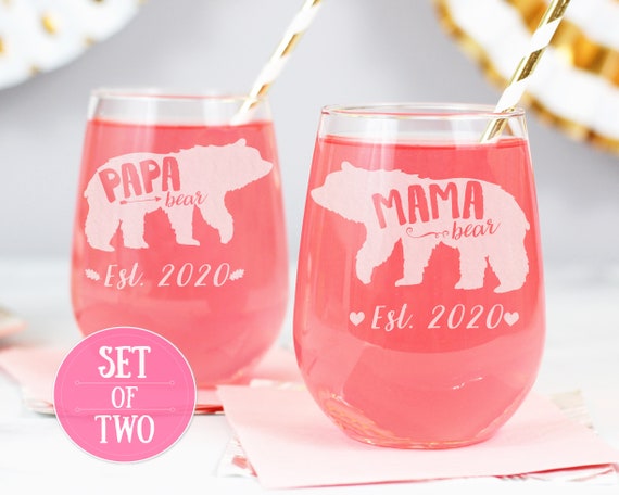 Mama Bear // Wine Glass/Mom Life/Stemless Wine Glass/Mama/Christmas gift/mom gift / Mama Bear & Papa Bear Wine Glass Set Of 2 Mama Bear // Wine Glass/Mom Life/Stemless Wine Glass/Mama/Christmas gift/mom gift / Mama Bear & Papa Bear Wine Glass Set Of 2