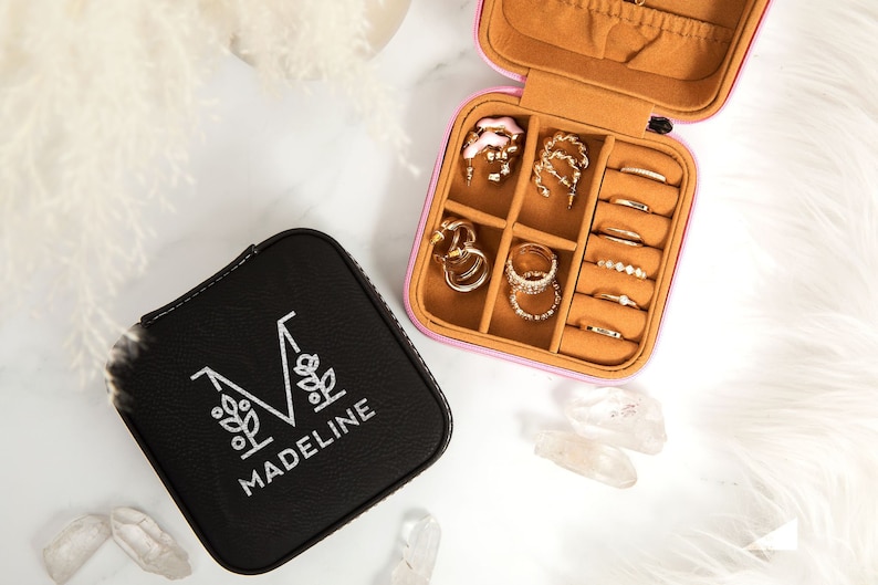 Custom Jewelry Box, Travel Jewelry Case, Bridesmaid Jewelry Box, Gift for Mom, Birthday Gift, Mother's Day Gift, Maid of Honor Gift image 1