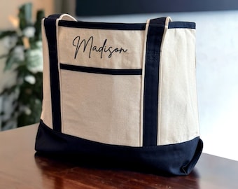 Personalized Tote Bag, Custom Name Tote Bag, Bridesmaid Tote Bags, Gifts for Bridesmaids, Work Tote Bag, Embroidered Tote Bag, Monogram Bag