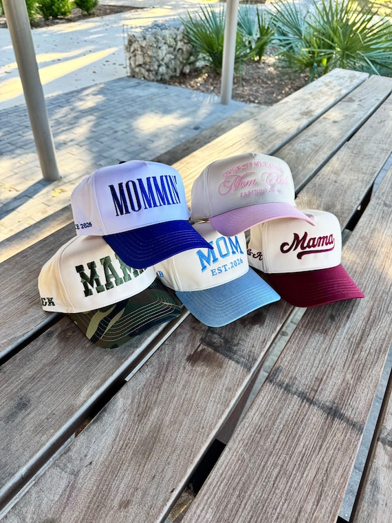 Embroidered Mom Hat, Personalized Hat For Moms, Mama Hat, Trendy Hat For Women, Two Toned Hat, Mothers Day Gift, Mama Gift Idea, Mommin Hat