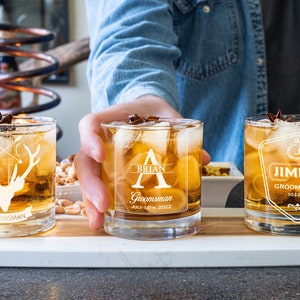 Personalized Whiskey Glasses For Groomsmen, Etched Groomsman Whiskey Glass, Best Man Bourbon Glass, High Ball Glass, Laser Etched Whiskey image 9