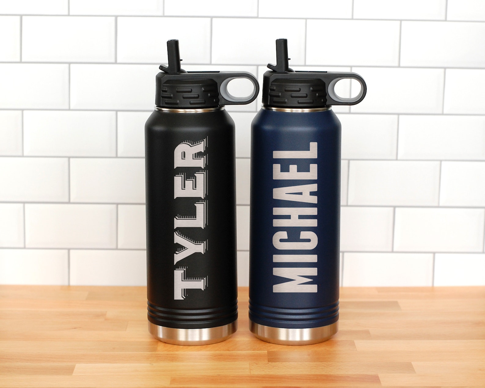 Engraved Water Bottles With Straw, Personalized Insulated Water Bottle ...