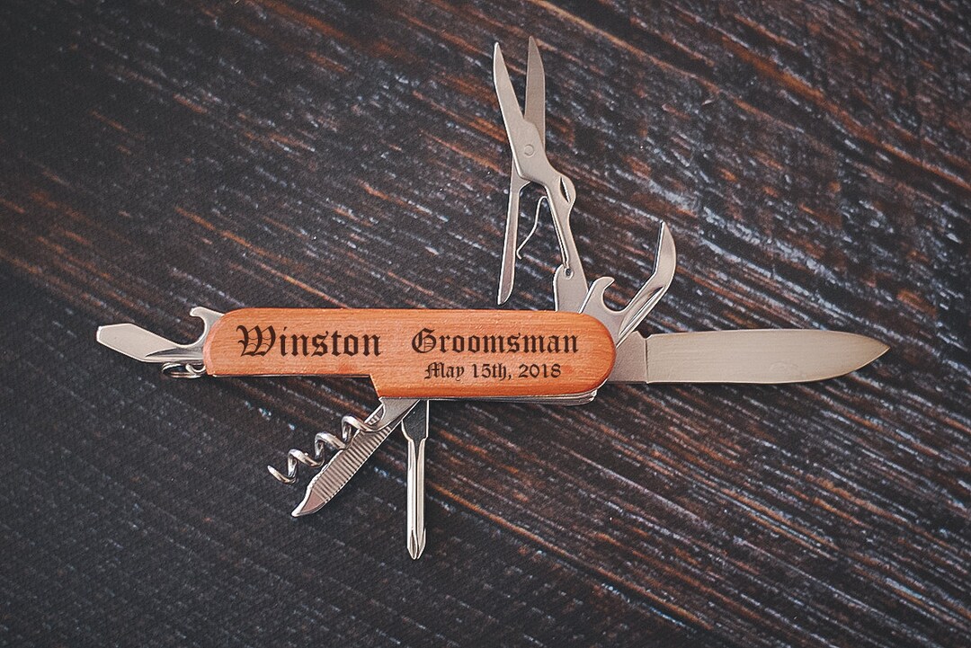 Wooden Groomsman Multi Tool, Groomsmen Knife, Custom Groom Pocket Knife, Personalized Engraved