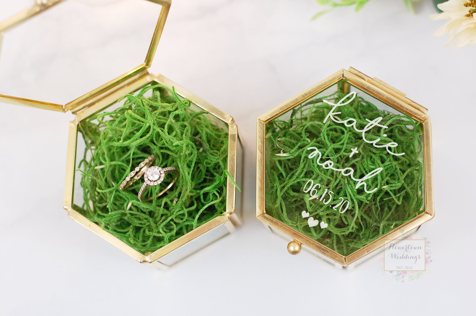 Personalized Glass Ring Box Gold Ring Box Laser Engraved Etsy