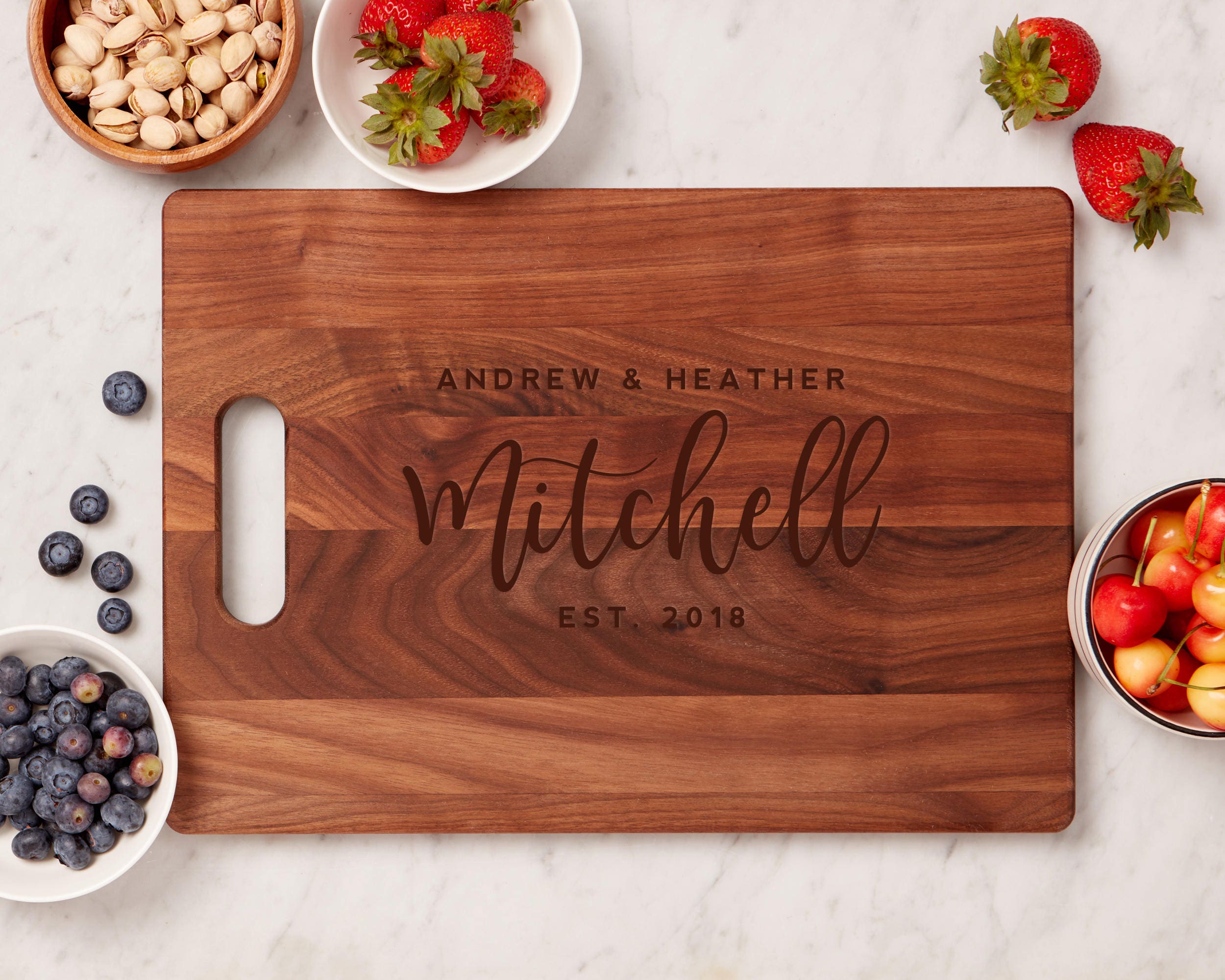 Engraved Family Name Initial Cutting Board Wedding Anniversary Gift