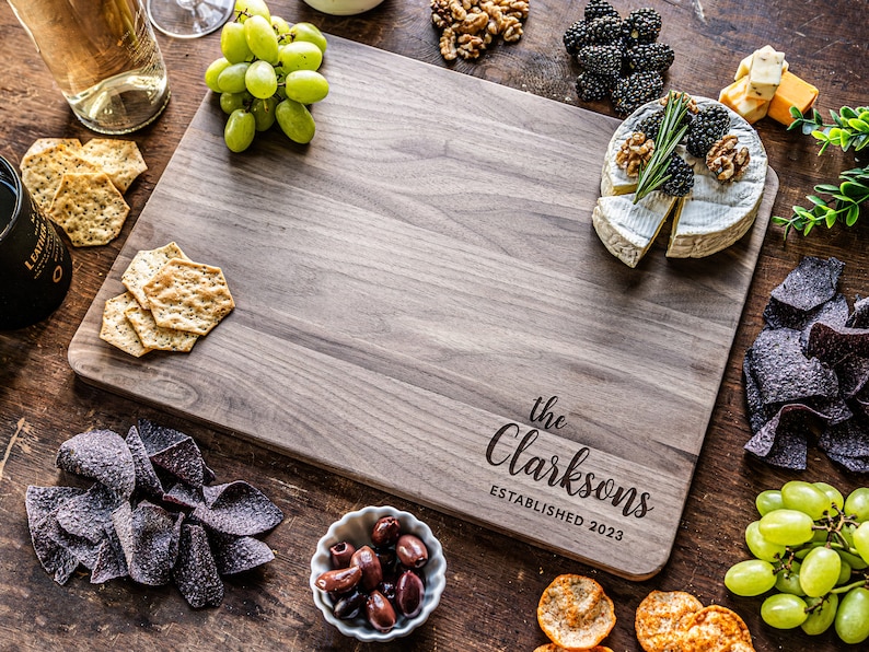 Wedding Cutting Board, Custom Name Engraved Bamboo Wedding Cutting Board, Anniversary Gift, Personalized Wedding Gift,Custom Wooden Chopping image 1