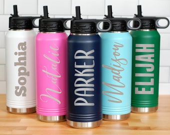 Engraved Water Bottles With Straw, Personalized Insulated Water Bottle, Name Water Bottle, Custom Water Bottle, Valentines Gift Idea