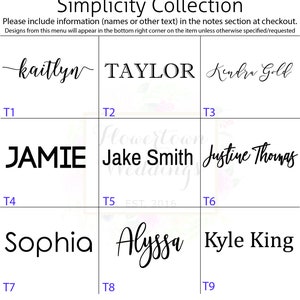 May include: A grid of nine squares with black text on a white background. Each square contains a name, such as "Kaitlyn", "Taylor", "Jamie", "Jake Smith", "Justine Thomas", "Sophia", "Alyssa", and "Kyle King". The text in each square is in a different font style. The squares are labeled with numbers from T1 to T9.
