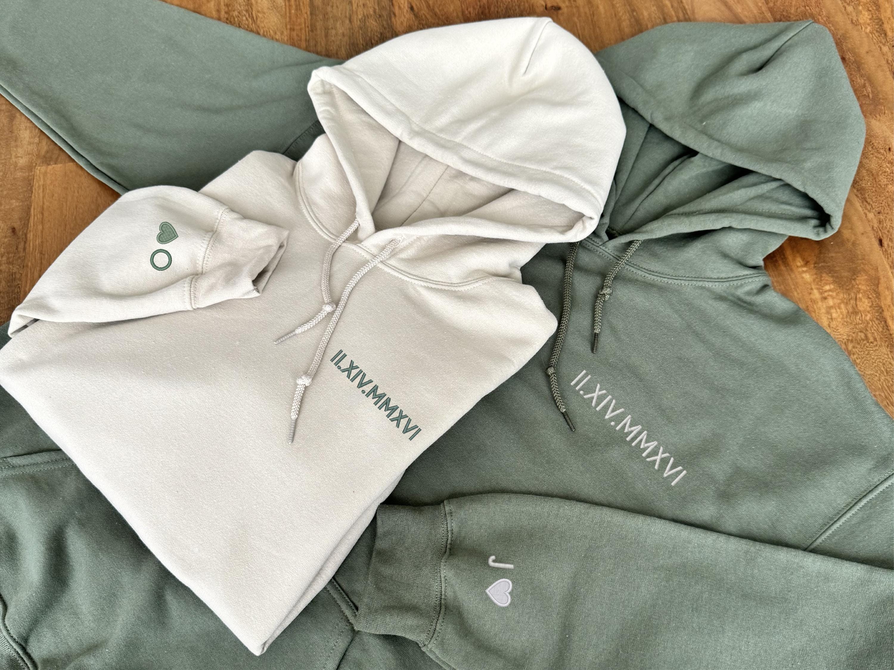 Custom Embroidered Roman Numeral Hoodie, Gift for Couples, Custom Wedding Date, Personalized Wedding Gift, Anniversary Gift for Her