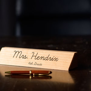 Personalized Desk Name Plate,  Wood Desk Wedge, Engraved Desk Name Plate, Solid Wood Name Plate, Office Gift Idea, Home Office Gift