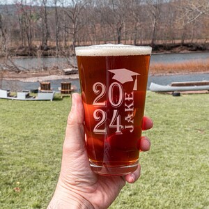 Graduation Gift, Personalized Pint Glass, College Graduation, Gift For Him, Class of 2024 Gift, Personalized Gift, Custom Beer Glass image 8